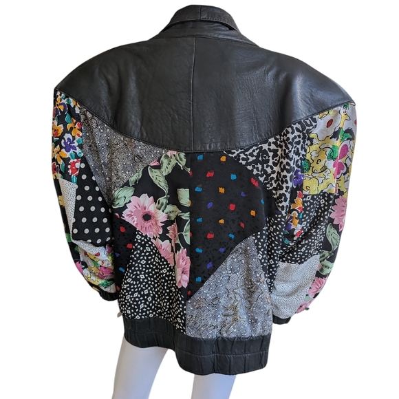 Avanti patchwork leather jacket features a unique design combining black genuine - Picture 4 of 9